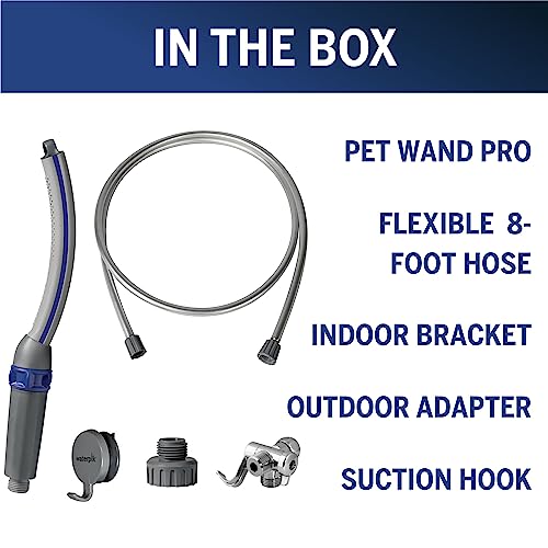 Waterpik Pet Wand Pro Dog Shower Attachment for Fast and Easy Dog Bathing and Cleaning, Indoor and Outdoor Sprayer Includes 8-Foot Flex Hose, Blue/Grey, PPR-252E
