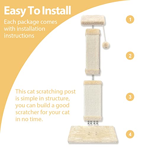 AGYM Cat Scratching Post, 32 Inch Large Cat Scratch Post for Cats and Kittens, Nature Sisal Modern Cat Scratcher for Indoor Cats, Protect Your Furniture and Exercise Cats, Beige