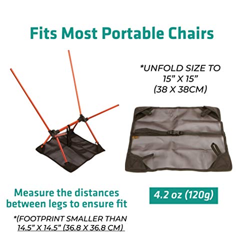 TREKOLOGY Sand Cover, Beach Mat and Ground Sheet - Prevent Portable Camping Chairs from Sinking in Soft Grounds, Sand or Grass - Anti-Sinking Solution Fits Most Compact Folding Camp Backpacking Chair