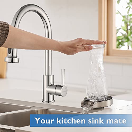 Decaura Metal Glass Rinser Automatic Bottle Cleaner Coffee Cup Washer for Kitchen Sink(Brushed Nickel)