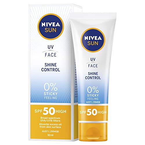 NIVEA SUN UV Face Shine Control Face Sunscreen SPF50 (50ml), Moisturising Face Sunscreen for Daily Use with SPF50, Immediate UVA/UVB Protection, Non-Greasy Sunscreen for Face