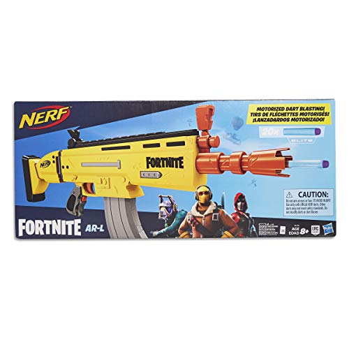 NERF Hasbro FORTNITE AR-L Scar - NERF - Elite Blaster - Motorized Blaster, 20 Official NERF - Fortnite Elite Darts, Flip Up Sights - Kids, Youth, Teens, Adults - Outdoor Toys and Games - Ages 8+