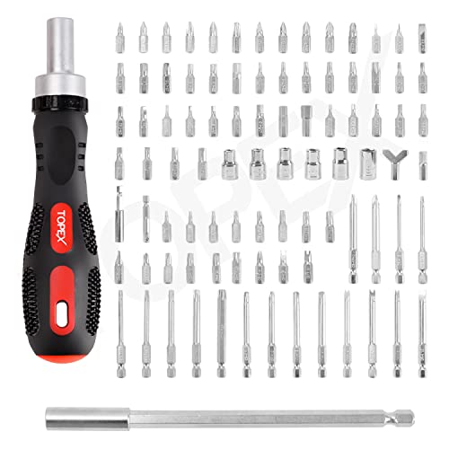 TOPEX 92PCS Ratchet Screwdriver Bit Set Ratcheting Driver Bits Kit with Strong Magnetic Tip