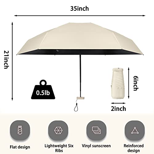 Kwude Compact Mini Travel Umbrella - Lightweight, Portable, and Windproof Sun & Rain Umbrella with 99% UV Protection - Perfect for Women, Men, and Kids on-the-go (Graphite Black)