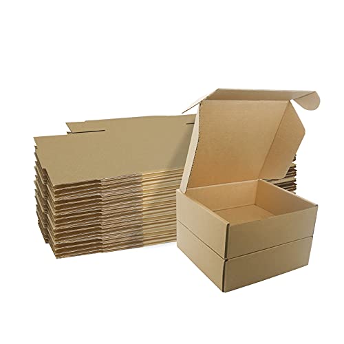Corrugated Cardboard Shipping Boxes, 150x150x50mm (6"x6"x2") Small Parcel Boxes, Packaging Mailing Boxes for Business, Posting, Small Packet Shipping, Storing or Gift(Pack of 25)