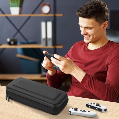 ProCase Carrying Case for Nintendo Switch OLED Model & Nintendo Switch, Hard Shell Travel Box Case for Nintendo Switch/Switch OLED Model (2021) with 8 Game Cards Holders -Black