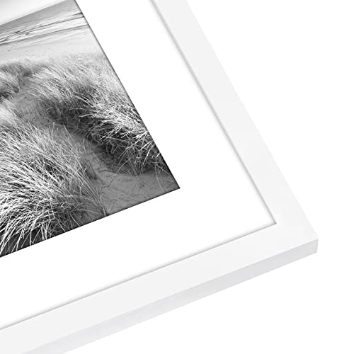 Americanflat 8x10 Picture Frame in White - Displays 5x7 with Mat and 8x10 Without Mat - Set of 5 Frames - Sawtooth Hanging Hardware