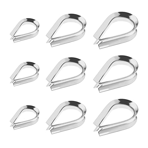 ECSiNG 30Pcs Rope Loop 304 Stainless Steel Cable Lug Heart Thimble Metal Cable Lug Wire Rope Thimbles Accessories for Stakes Lamp Holders DIY Making