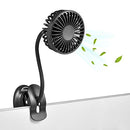 Clip on Fan Usb Fan mini Fan Battery Operated Desk Fan with Emergency Power Bank, USB Clip Fan Rechargeable Personal Fan Flexible Neck 3 Speeds Great for Beach Car Camping Dorm Bed Office-Black