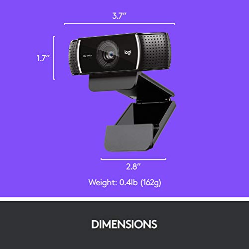 Logitech C922x Pro Stream Webcam – Full 1080p HD Camera – Background Replacement Technology for YouTube or Twitch Streaming