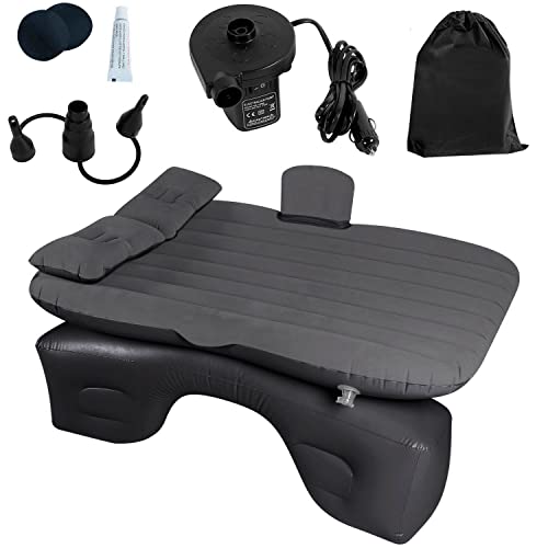 Inflatable Car Back Seat Mattress Portable Travel Camping Soft Rest Air Bed Sleeping Bed, Travel Inflatable Mattress Air Bed for Car Universal SUV Extended with Two Air Pillows