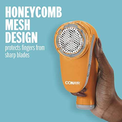 Conair Fabric Shaver and Lint Remover, Battery Operated Portable Fabric Shaver, Orange