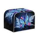 Biyejit Blue Butterfly Toaster Cover 4 Slice Bread Toaster Oven Dustproof Cover, Kitchen Small Appliance Cover Bread Toaster Cover Bakeware Protector