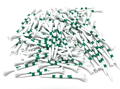 NorthPointe Four Leaf Clover/Shamrock 3 ¼” Plastic Golf Tees – White with Green - 100 Tees in Bulk, White and Green, 3 1/4"