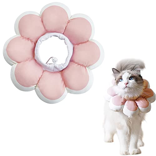 KIKNIN Cat Cone Collar, Soft Protective Collar for Cat After Surgery, Adjustable Cat Recovery Collar, Comfortable Lightweight Elizabethan Collar for Kitten Prevent from Licking Wounds Not Block Vision