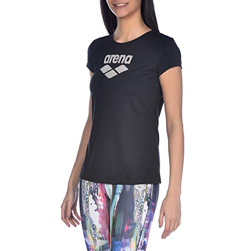 arena W Gym S/S Logo Women Knitting, Women's, 000937_500_XS, Black, XS