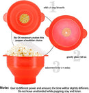 Microwave Popcorn Maker, Silicone Popcorn Popper, Collapsible Seasoning Bowl, Food Grade safety, Heat Resistance, Hot Air Popcorn Maker Kit with Lid, Dishwasher Safe with Handle - No Oil Required - Red