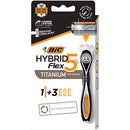 BIC Flex 5 Hybrid Men's 5-Blade Disposable Razor Shaving Kit, 1 Handle and 3 Cartridges