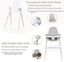 BABY JOY 4-in-1 Baby High Chair, Wooden Highchair Booster Seat w/Adjustable Seat & Double Removable Tray, Infant Dining Chairs Rocking Chair w/Storage Bag, Footrest & 3-Point Safety Belt, Gray