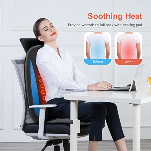 Comfier Shiatsu Back Massager with Heat -Deep Tissue Kneading Massage Seat Cushion, Massage Chair Pad for Full Back Pain Relief, Electric Body Massager for Home or Office Chair use
