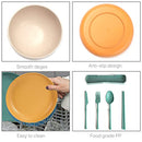 60pcs Wheat Straw Dinnerware Serving Sets for 6,Unbreakable Dinner Dishes,Colorful Lightweight Plates Bowls Cups Sets, Perfect for Camping, Picnic, Party, RV, Outdoor Barbecue, Microwave & Dishwasher Safe