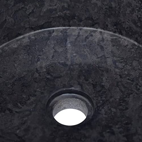 'vidaXL Black Marble Sink – Modern and Sophisticated Bathroom Accessory, Handmade Basin with Easy Cleaning, Robust Construction, and Elegant Design