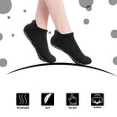 Dohia Non Slip Yoga Socks for Women Men Pilates Ballet Barre Yoga Socks with Grips Cotton Ankle Socks D1-DJFHYJW, Black, One size