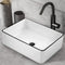 Luxsuite Bathroom Basin Bathroom Sink Vessel Washing Basin Vanity Hand Wash Bowl Above Counter Bath Toilet Countertop Rectangle Ceramic Basin White 48x37cm