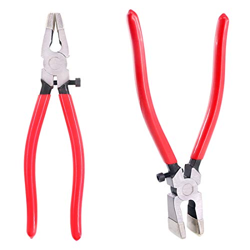 Swpeet Heavy Duty Key Fob Pliers Tool, Metal Glass Running Pliers with Curved Jaws, Studio Running Pliers Attach Rubber Tips Perfect for Key Fob Hardware Install and Stained Glass Work