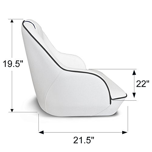 (White/Black piping) - Leader Accessories Pontoon Captains Bucket Boat Seat