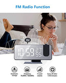 FOHOA Radio Alarm Clock,7.3” Large Mirror LED Display,Projection Digital Clock for Bedrooms,,with Projection on Ceiling, Dual Alarms, USB Charger Port, Temperature & Humidity Display,Adjustable Brightness