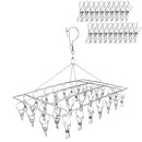 PELLUM Stainless Steel Clothes Drying Rack with 30 Clothespin Pegs – Anti-Wind Clip Hanger Clothesline & Metal Laundry Drip for Socks, Towel, Lingerie, Short, Underwear, Scarves, Diaper Indoor Outdoor