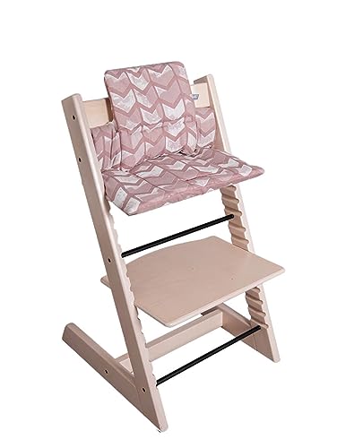 Hoppediz High Chair Seat Cushion Set Suitable for Stokke Tripp Trapp 2-Piece 100% Organic Cotton Amsterdam Rose Design