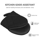 1 Pair Short Oven Mitts - Silicone Kitchen Oven Gloves High Heat Resistant 500℉, Mini Oven Mits with Non-Slip Grip Surfaces and Hanging Loop for BBQ, Baking, Cooking and Grilling (Black)