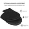 1 Pair Short Oven Mitts - Silicone Kitchen Oven Gloves High Heat Resistant 500℉, Mini Oven Mits with Non-Slip Grip Surfaces and Hanging Loop for BBQ, Baking, Cooking and Grilling (Black)