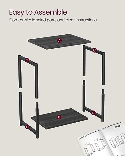 VASAGLE Side Tables Set of 2, Small End Table, Nightstand for Living Room, Bedroom, Office, Bathroom, Misty Gray and Classic Black ULET272B68