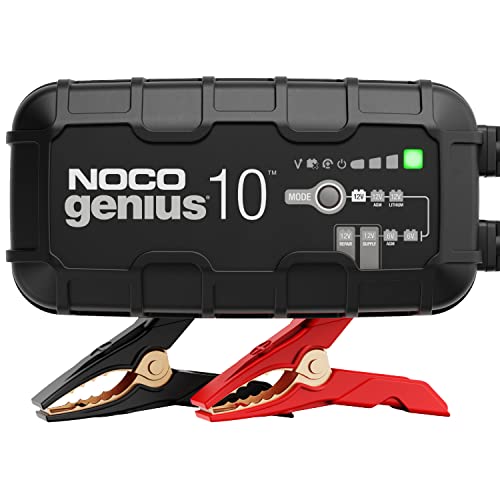 NOCO GENIUS10AU, 10A Smart Battery Charger, 6V and 12V Portable Car Battery Charger, Battery Maintainer, Trickle Charger and Desulfator for Automotive, Motorcycle, Motorbike, AGM and Lithium Batteries