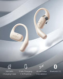 Shokz OpenFit Open-Ear Ture Wireless Blutooth Headphones with Microphone, Sweat Resistant, Beige