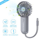 SmartDevil Mini Handheld Fan, Dual-Bladed Handheld Fan, Small Personal Portable Fan with 4000mAh Rechargeable Battery Operated, Powerful Wind,3 Speed Adjustable,Lanyard Fan for Outdoor & Home (Grey)