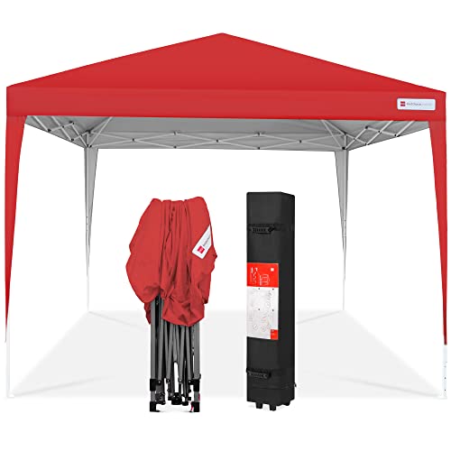 Best Choice Products 10x10ft Pop Up Canopy Outdoor Portable Folding Instant Lightweight Gazebo Shade Tent w/Adjustable Height, Wind Vent, Carrying Bag - Red