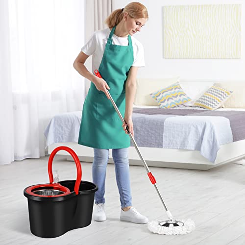 Spin Mop and Bucket with Wringer Set, 360° Spinning Mop Bucket System with 3 Microfiber Mop Replacement Heads and 61" Stainless Steel Adjustable Handle for Floor Cleaning (20QT)