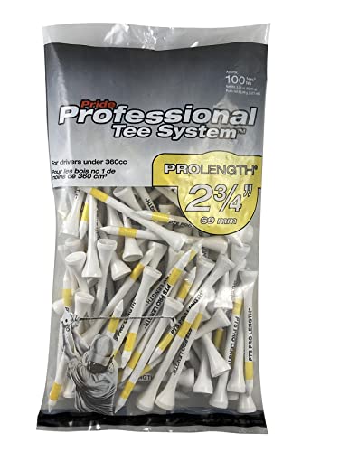 Pride Professional Tee System Mens Golf-tees, Unisex-Adult, Golf tees, PT2341275, White, 100 Count
