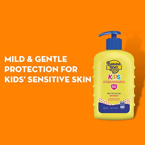 Banana Boat Kids Sunscreen Lotion SPF50+ 400g, UVA/UVB, Mild & Gentle, Fragrance-Free, 4-Hour Water Resistant, Made in Australia