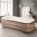 WBHome Inflatable Bath Tub PVC Portable Adult Bathtub Bathroom SPA with Electric Air Pump, Cup Holder, Phone Pocket, 118 inch Long Pipe, Grey