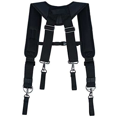 MELOTOUGH Tool Belt Braces Construction Bag Suspenders Heavy Duty Padded Work belt Suspenders for Carpenter/Electrician/Roofing/Farmer work Suspension Rig, Black, Tool Belt Suspenders