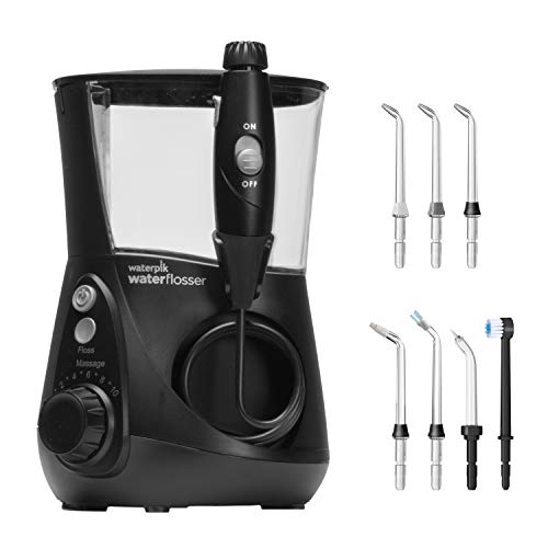 Waterpik Ultra Professional Water Flosser WP-660 - 10 Pressure Settings - 90 Seconds Water Capacity - Removes Plaque - 7x Flosser Tips - Oral Hygiene - Ideal for Implants - Black