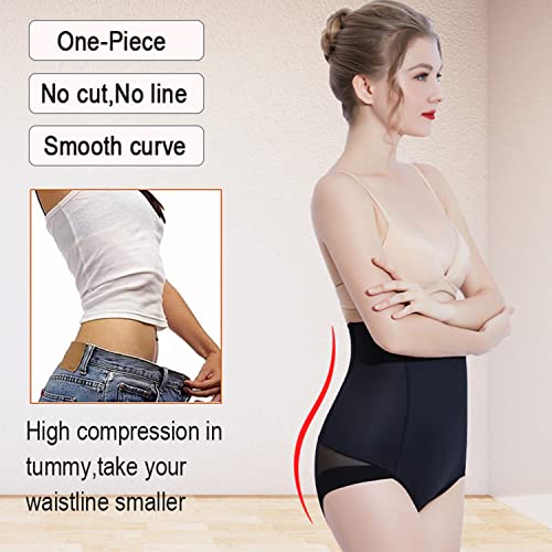 Women High Waisted Tummy Control Underwear  Seamless Slimming Butt Lifter  Brief Body Shaper Panty (Black, Large)