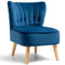 Velvet Accent Chair, Soft Upholstered Modern Leisure Chair w/Solid Wood Legs, Non-Slip Pads, Sturdy Frame, Padded Armless Wingback Chair for Living Room, Bedroom(Blue/Green/Pink) (Blue)