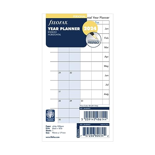 Filofax Personal 2024 Year Planner horizontal 24-68401