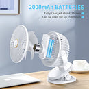 SmartDevil Clip on Fan, 360° Rotation Portable Small Desk Fan, 3 Speed Personal Rechargeable Battery Operated Table Fan with Clip, Mini Clip Fan for Stroller, Camping, Office, Desk(White)